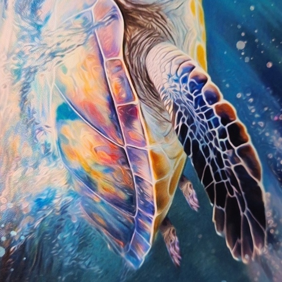 4x4 Sea Turtle Swimming Aquatic Ocean Sealife Watercolor Oil‎ Painting Art Print - Picture 4 of 6